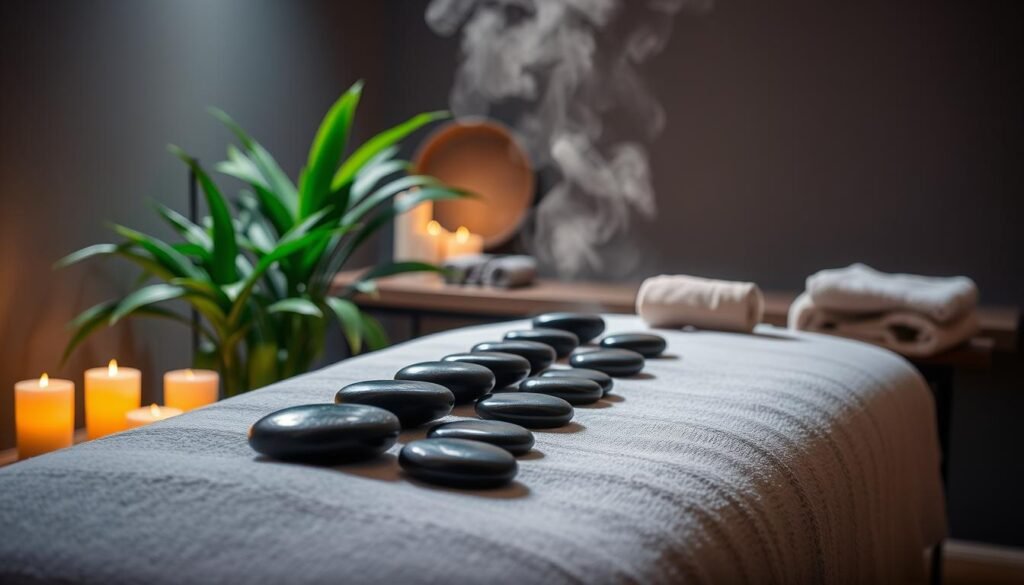 preparing for hot stone massage